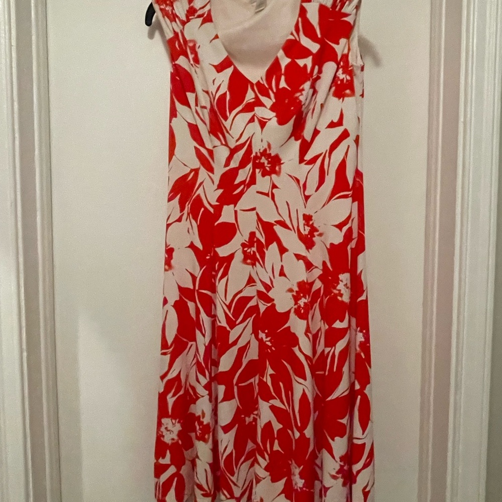 London Times Red and White Sleeveless Sundress